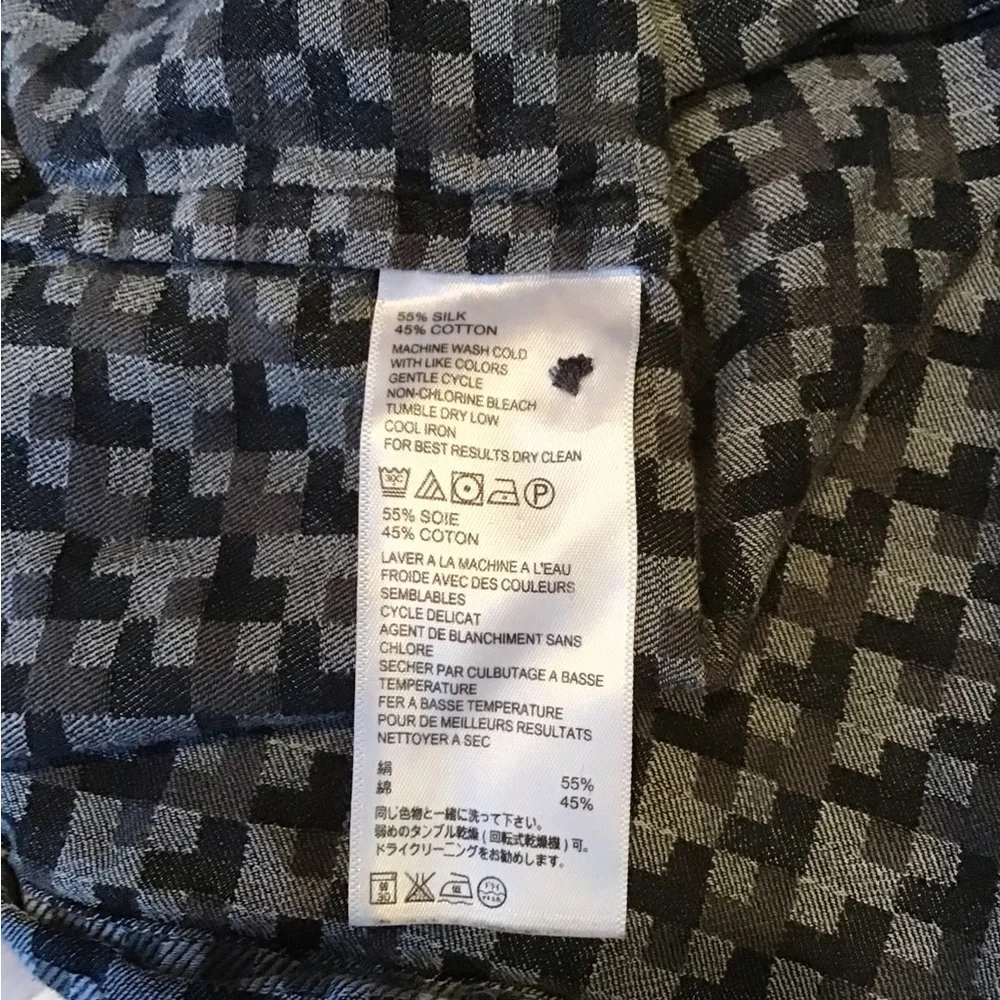 TB Silk Textured Cotton Short Sleeve‎ Plaid Check Shirt Button Down